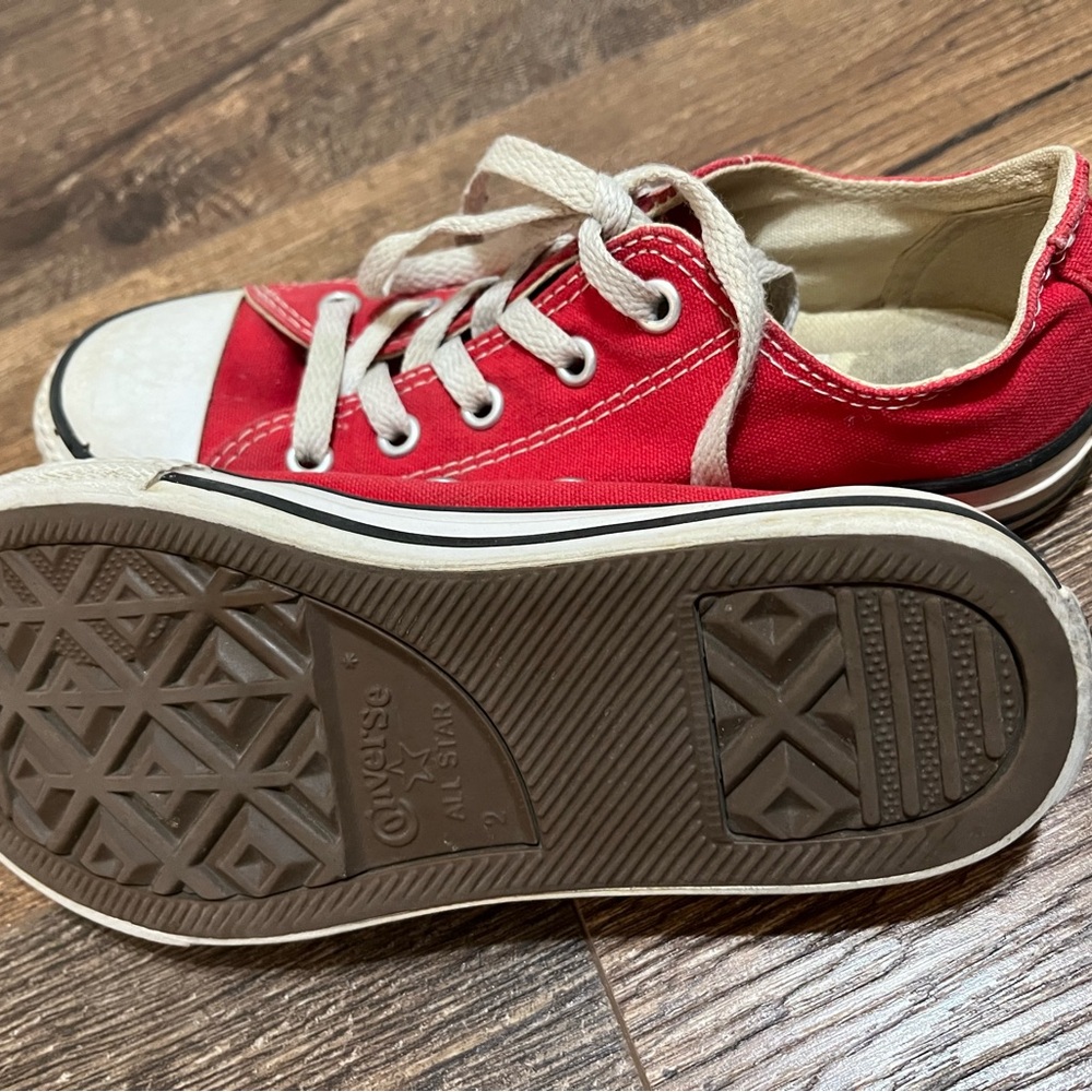 Converse Red Sneakers with White Laces and Rubber Toe Cap - Picture 6 of 7